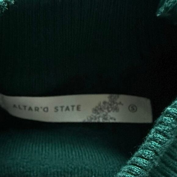 Altar’d State Womens S Emerald Green Crop Mock Neck Long Sleeve - Picture 5 of 7